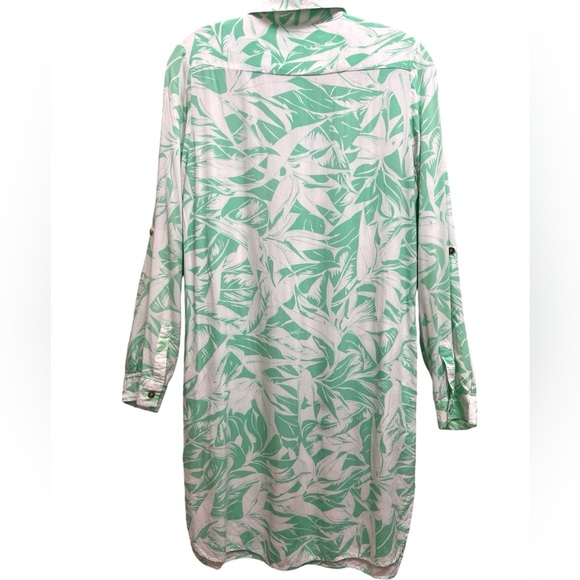Melissa Odabash Tunic Shirt Dress Cover Up Pockets Roll Tab Sleeve Green Size S - Picture 4 of 10